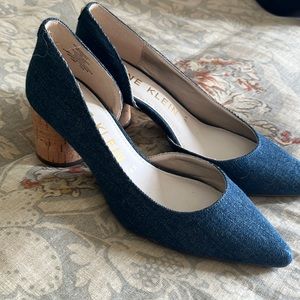 Anne Klein denim cork heel